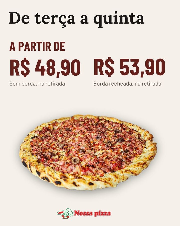 Tem pizza que espera o fim de semana. A nossa chega na terça. Qual vai ser a de hoje? Peça já pelo app, o link está na bio.